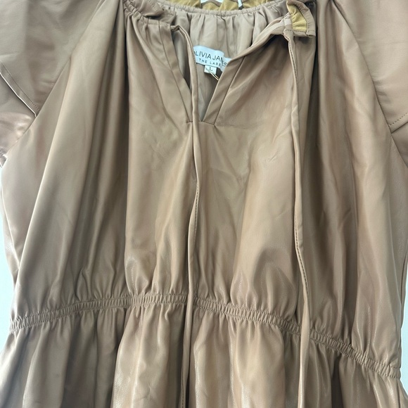 Chic Tan Ruffle Mini Dress - Picture 4 of 7